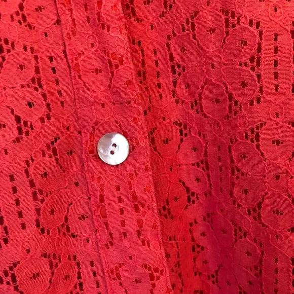 Ruby Rd. Favorites Corral Lace Button Down Shirt Coastal European Grannie Chic - Picture 3 of 9